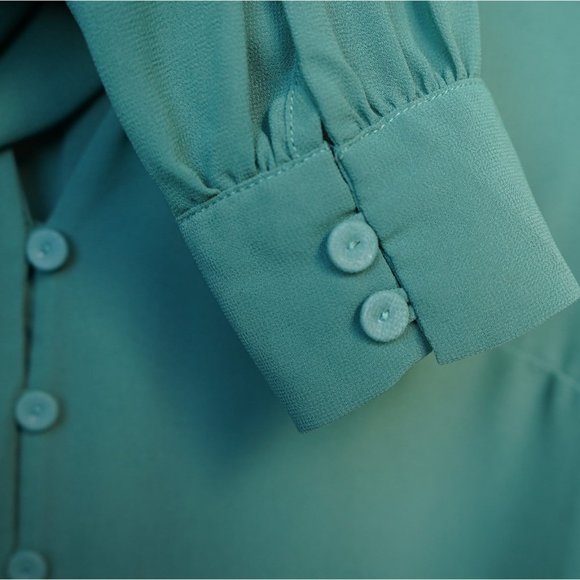 Modcloth Jade Green Sheer Chiffon Buttoned Blouse sz M - Picture 5 of 5